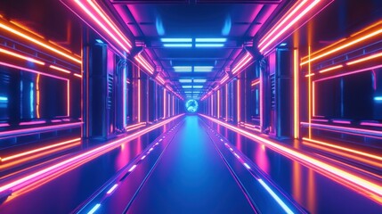 Fototapeta premium Neon Lights Corridor