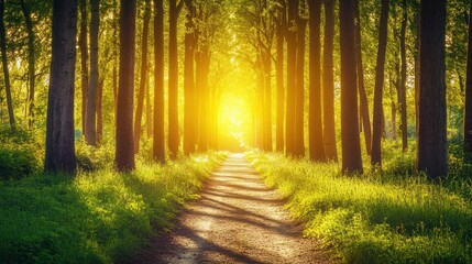 Obraz premium Sunlit Forest Path