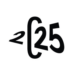 Happy New Year 2025 logo text design. Vector modern minimalistic text with black numbers. Isolated on white background. Concept design.