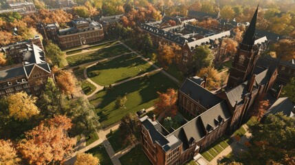 Obraz premium Aerial View of a Historic University Campus
