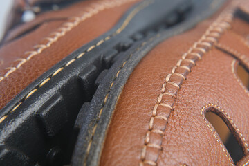 closeup of Men's Fisherman leather sandals