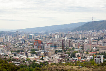 Fototapeta premium Beautiful cityscape skyline of Tbilisi Georgia capital city