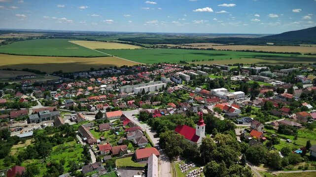 Aerial View Over Smolenice and Surroundings, Trnava Region, Slovakia