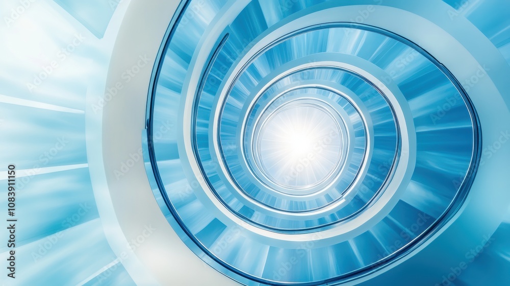Aufkleber spiral staircase leading upward in a modern architectural design within an abstract backdrop