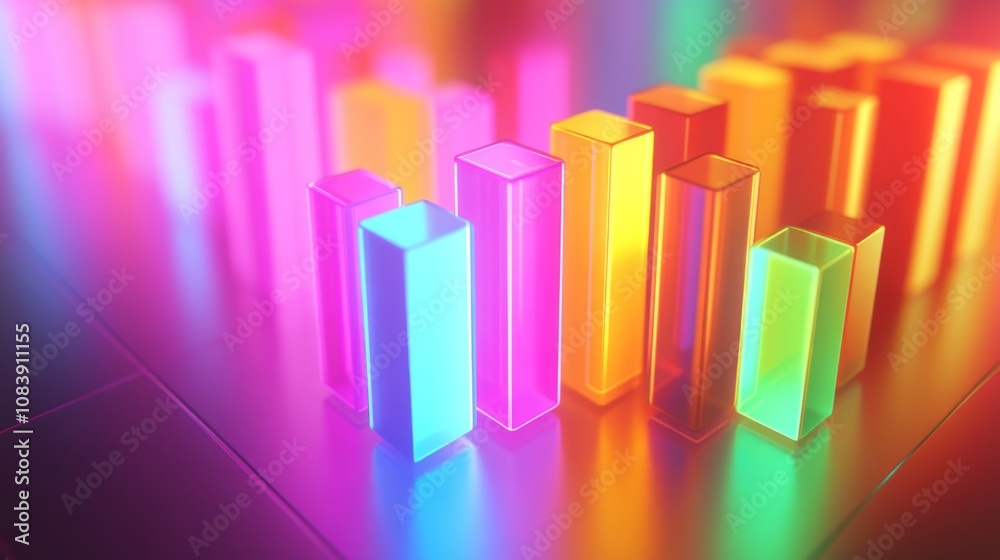 Poster Colorful Neon Bars Abstract Background with Vibrant Lights and Glowing Rectangles in a Digital Environment for Modern Design Concepts