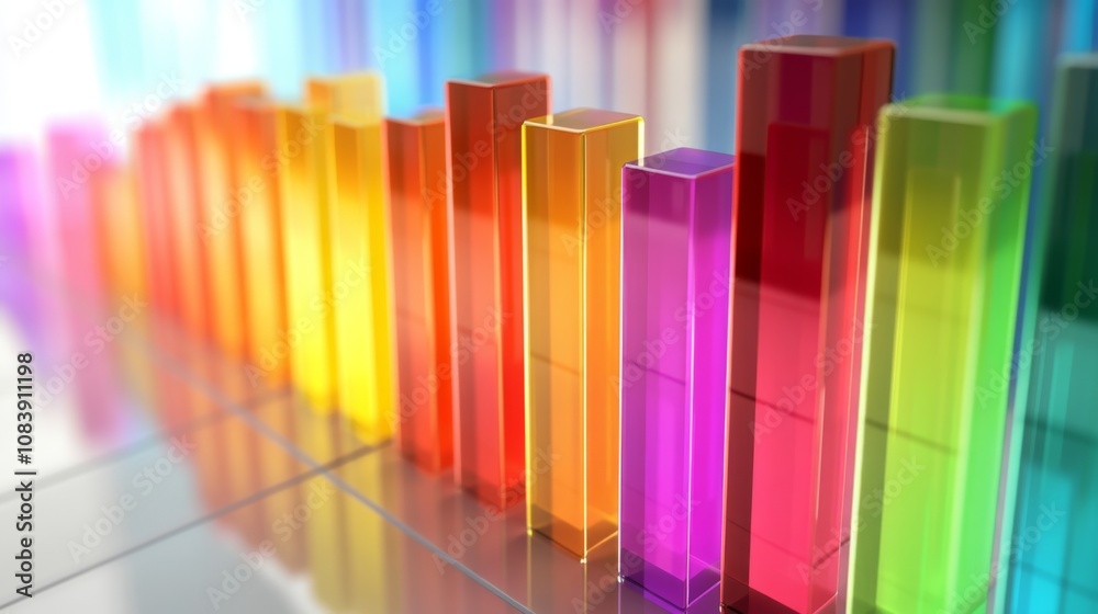 Poster Colorful 3D Graph Representation Displaying Growth Trends, Business Analysis, Data Visualization, and Marketing Insights in a Modern and Dynamic Context
