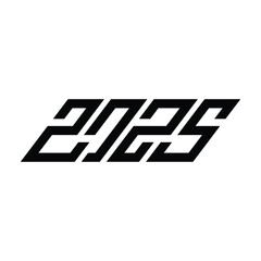 2025 logo design featuring modern, minimalistic text with outlined numbers. A clean, vector-based logotype perfect for celebrating the new year, use in branding, promotions, and event materials