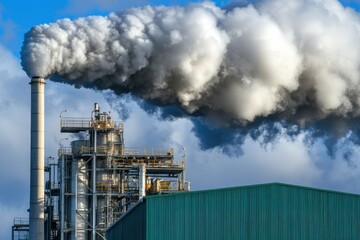 Obraz premium Thick Smoke Emitting from Industrial Chimneys