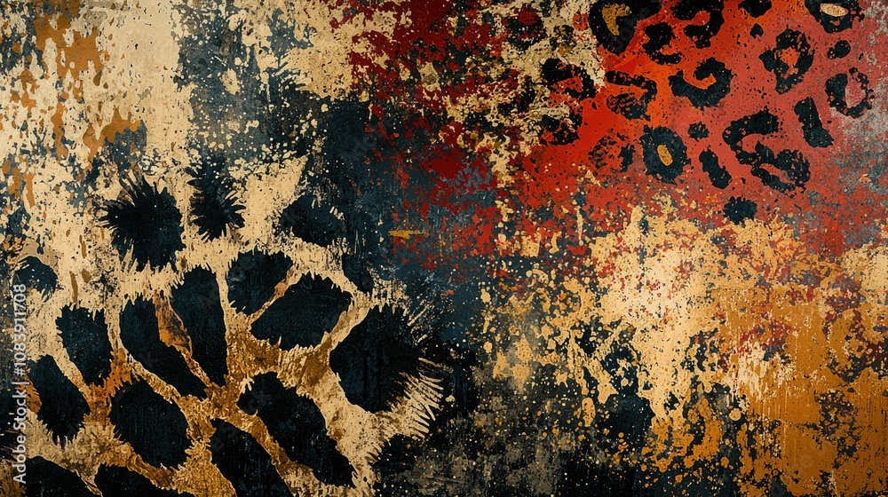 Poster An abstract composition of various animal prints, creating a dynamic and stylish background. 