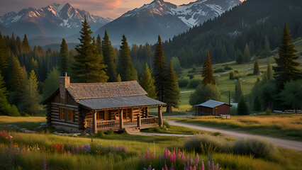 cabin in the mountains