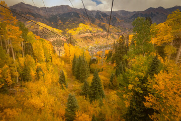 Gondola View of Telluride Colorado during the fall season
