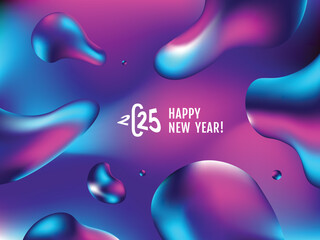 2025 modern minimal logo text design. Fluid colors banner. Liquid Background fluid. 2025 modern minimal logo text design. Stylish Happy New Year typography. Concept design. Eps10 vector illustration.