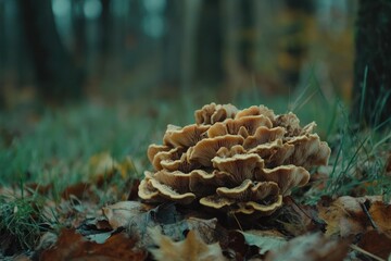 Vibrant Fungi in Autumn Leaves Surrounded by Nature