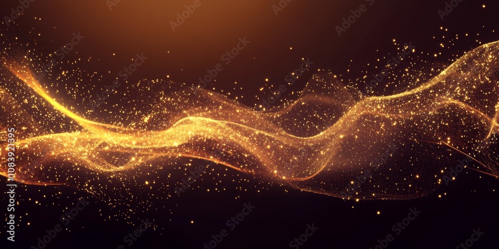 Wall mural abstract global network concept with bright lights and flowing data lines,space for text
