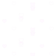 シンプルな波線のリボンテディベアハートスクエアパターン♪PNG