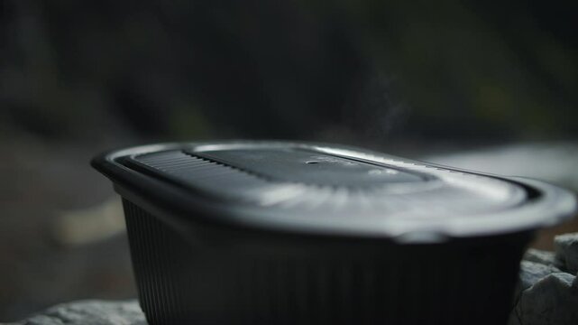 Self-heating steamed rice in a box