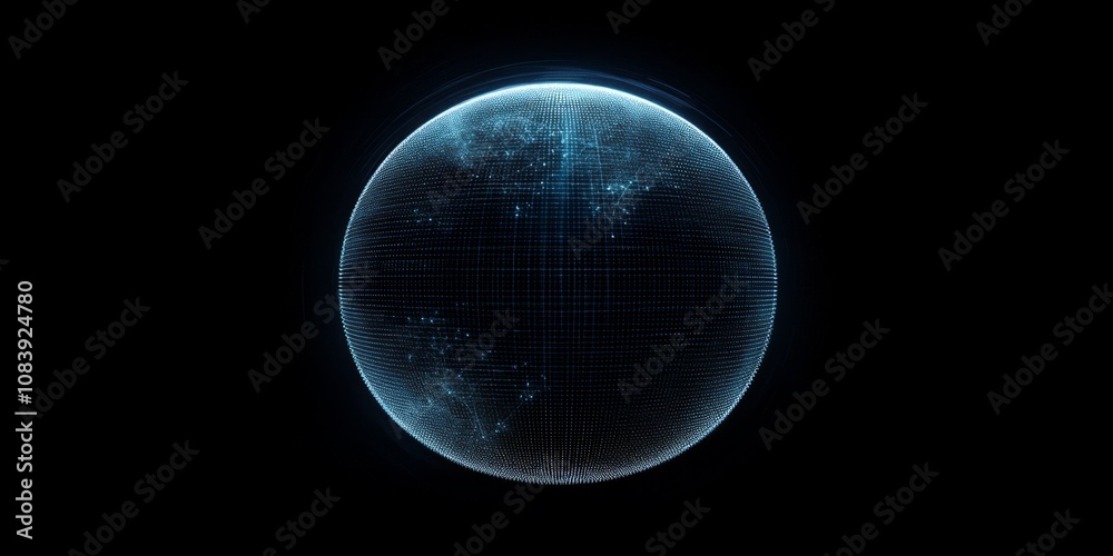 Wall mural abstract digital globe made from intersecting lines and dots,space for text