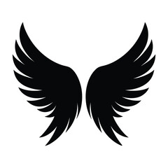 Fototapeta premium Angel Wings Vector Silhouette With White Background 