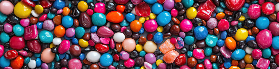 Gum Covered Floor: A floor littered with discarded pieces of colorful bubblegum, inviting nostalgia.