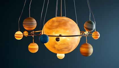 Stylish planetarium chandelier displaying solar system model modern interior home decor elegant atmosphere artistic perspective celestial design inspiration