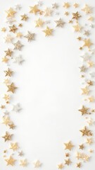 Obraz premium Stars frame isolated on white background with twinkling gold and silver stars creating a decorative border, stars