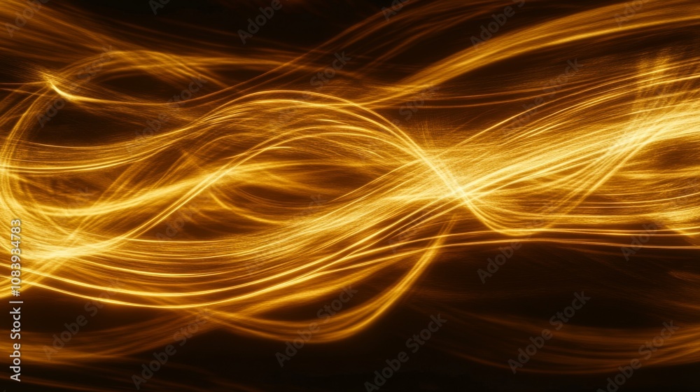 Aufkleber Dynamic and Vibrant Golden Light Waves Creating an Abstract Background of Flowing Energy and Motion for Artistic and Creative Use in Various Projects