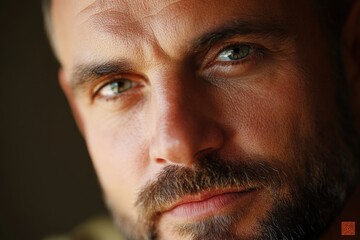 Obraz premium close-up portrait of a man with striking eyes and a beard