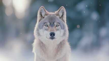 Obraz premium majestic wolf in a snowy landscape