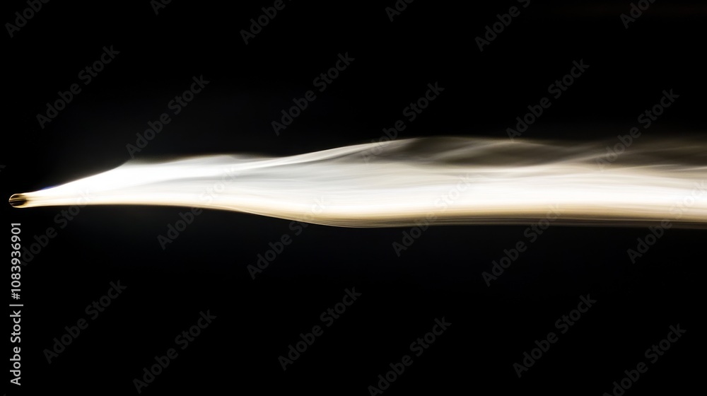 Aufkleber Ethereal Smoke Wave on a Black Background Capturing the Fluid Motion of Smoke in a Mesmerizing and Artistic Vision, Ideal for Abstract Concepts and Atmospheric Effects