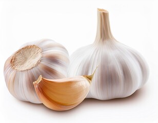 Close of garlic isolated on white background