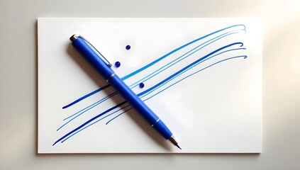 Naklejka premium Blue Gel Pen with Fresh Ink