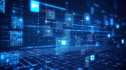 Obraz premium A digital abstract representation of data flow and technology concepts.