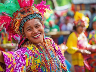 Fototapeta premium Cultural festival celebration local community event photography vibrant environment close-up view joyful expression