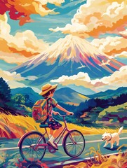 Whimsical Ride to Mount Fuji: A Psychedelic Adventure