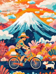 Whimsical Ride to Mount Fuji: A Psychedelic Adventure