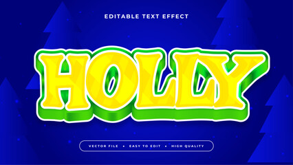 Green Yellow And Blue Holly 3d Editable Text Effect - Font Style