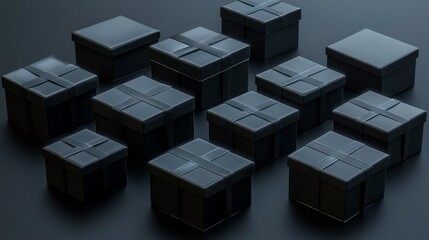 Obraz premium A row of black boxes with a white cross on top