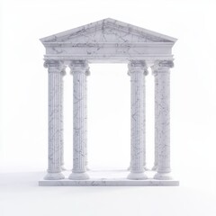 Obraz premium Isolated Classic Greek Temple Structure Featuring Elegant Marble Columns in a Minimalist Style, Perfect for Architectural and Historical Themes
