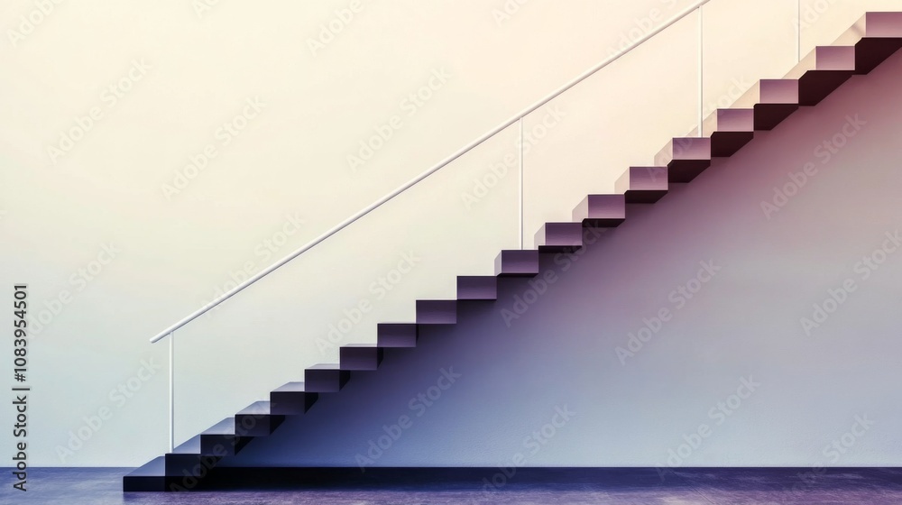 Fototapete Modern Staircase Design Featuring Minimalist Architecture with Clean Lines and Subtle Gradient Colors for Contemporary Interior Spaces and Building Concepts