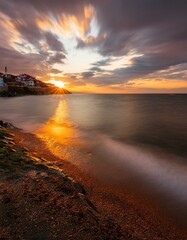 Poblado pequero, al abrigo de mar, Fotograf&iacute;a larga exposici&oacute;n