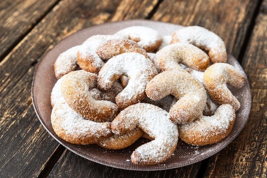 Traditional German or Austrian Vanillekipferl vanilla kipferl cookies