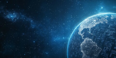 Obraz premium International Tech Development : Servers, code, and tech icons symbolizing tech globalization