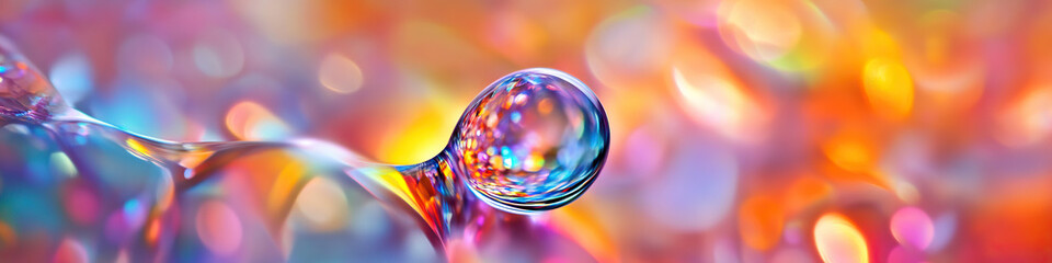 Naklejka premium A clear glass prism, refracting a water droplet into a kaleidoscope of color.