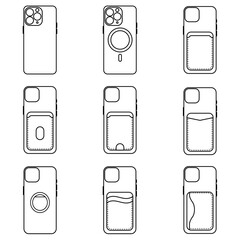 Minimalist Line Icons Phone Cases Set