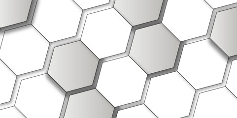 Obraz premium White color embossed hexagon background, Luxury wallpaper Illustration, Futuristic 3d abstract honeycomb mosaic white background, Modern trendy white light and shadow.