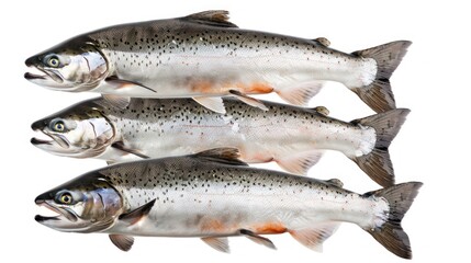 Salmon falling down isolated on white background