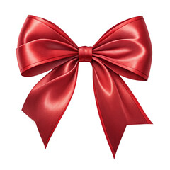 Luxurious Red Satin Ribbon Bow with Glossy Finish and Realistic Details - Perfect for Gift Wrapping, Decorations, and Festive Designs