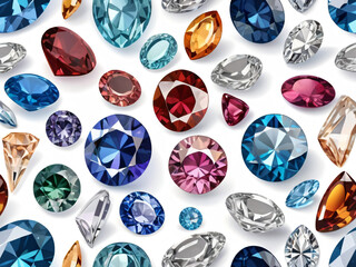Fototapeta premium A collection of colorful gemstones displayed on a white background.