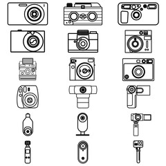 Minimalist Line Icons Camera Set