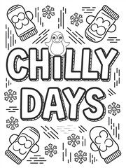 Obraz premium Whimsical winter-themed coloring page designs featuring cozy and cheerful elements.